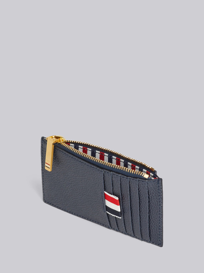 Navy Pebble Grain Leather 3d Kite Half Drop Zippered Card Wallet 3