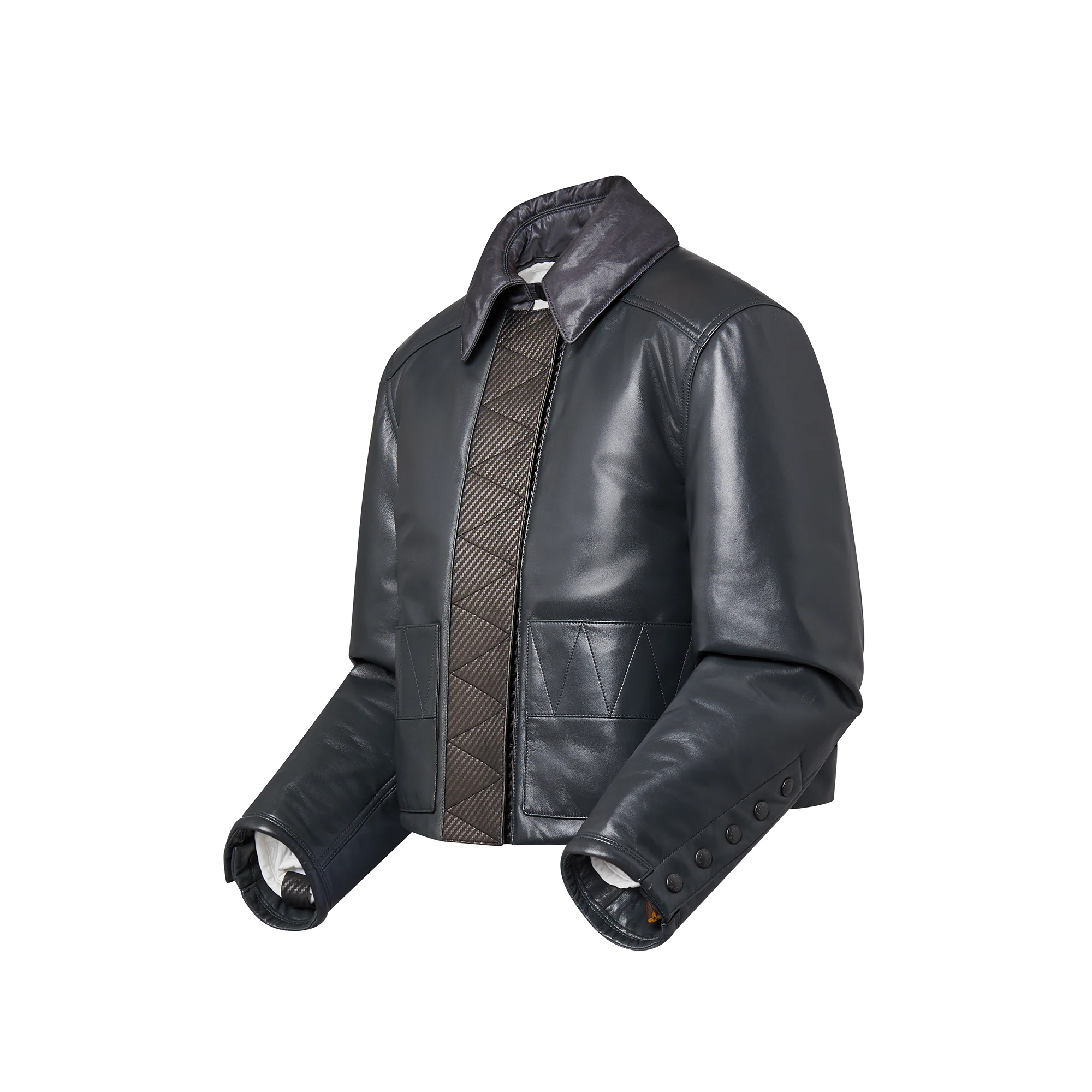 Topstitched Leather Boxy Jacket - 2