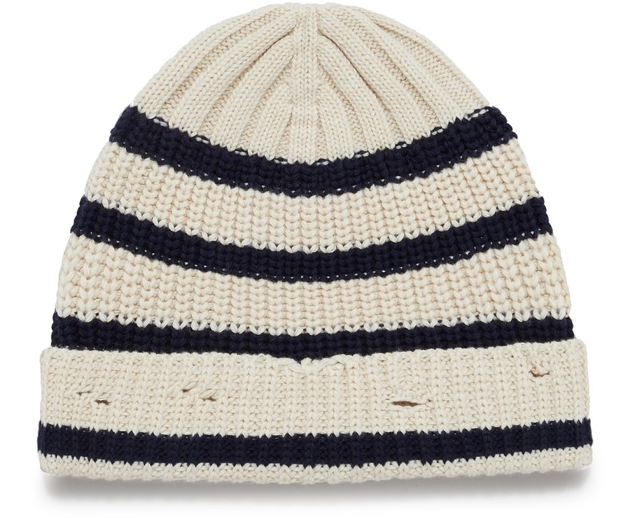 Ribbed Wool Beanie With Sailor Stripes - 3