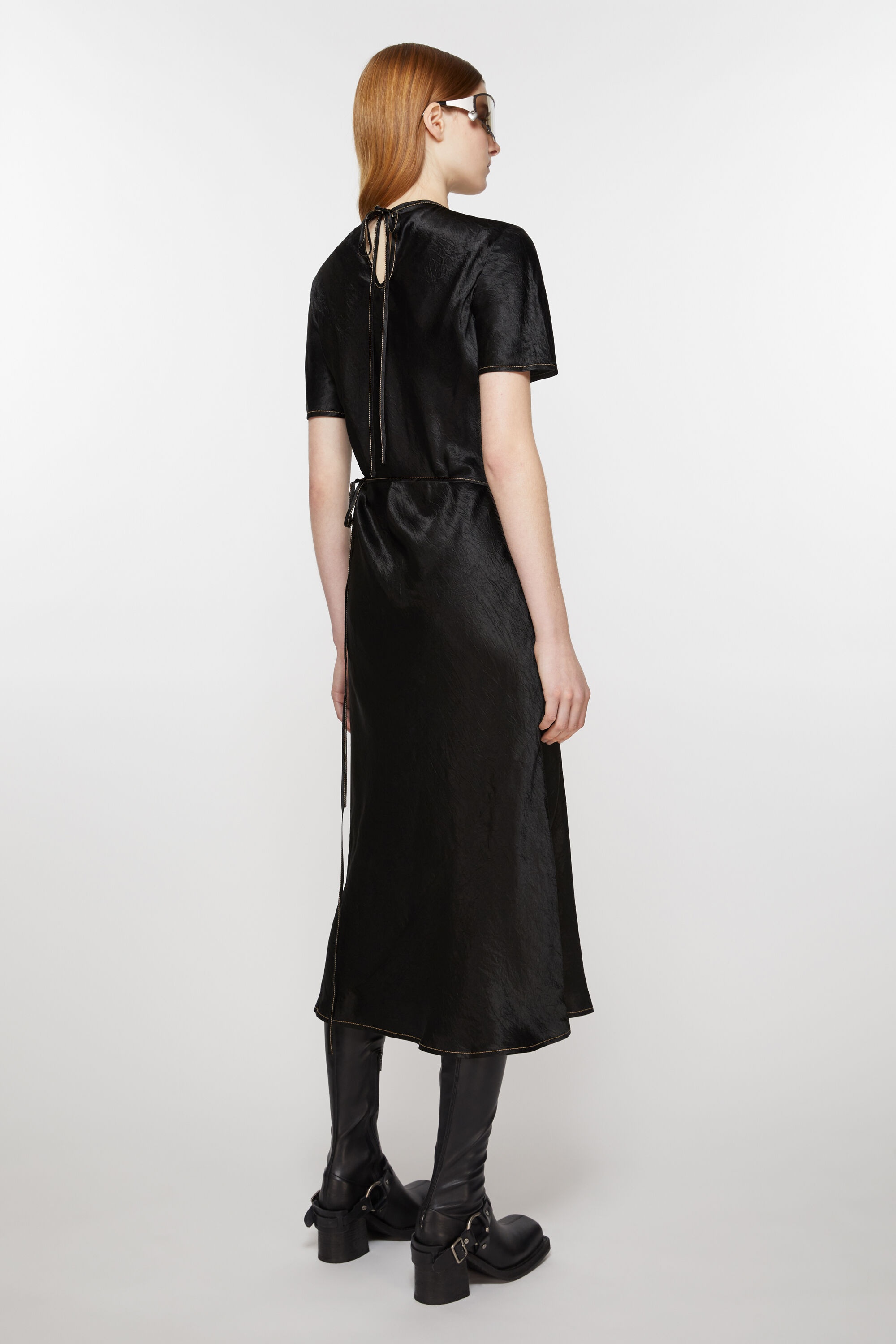 ワンピース ACNE STUDIOS Women Dresses A20720A20720 900 BLACK Acne Studios - Satin Dress - Black