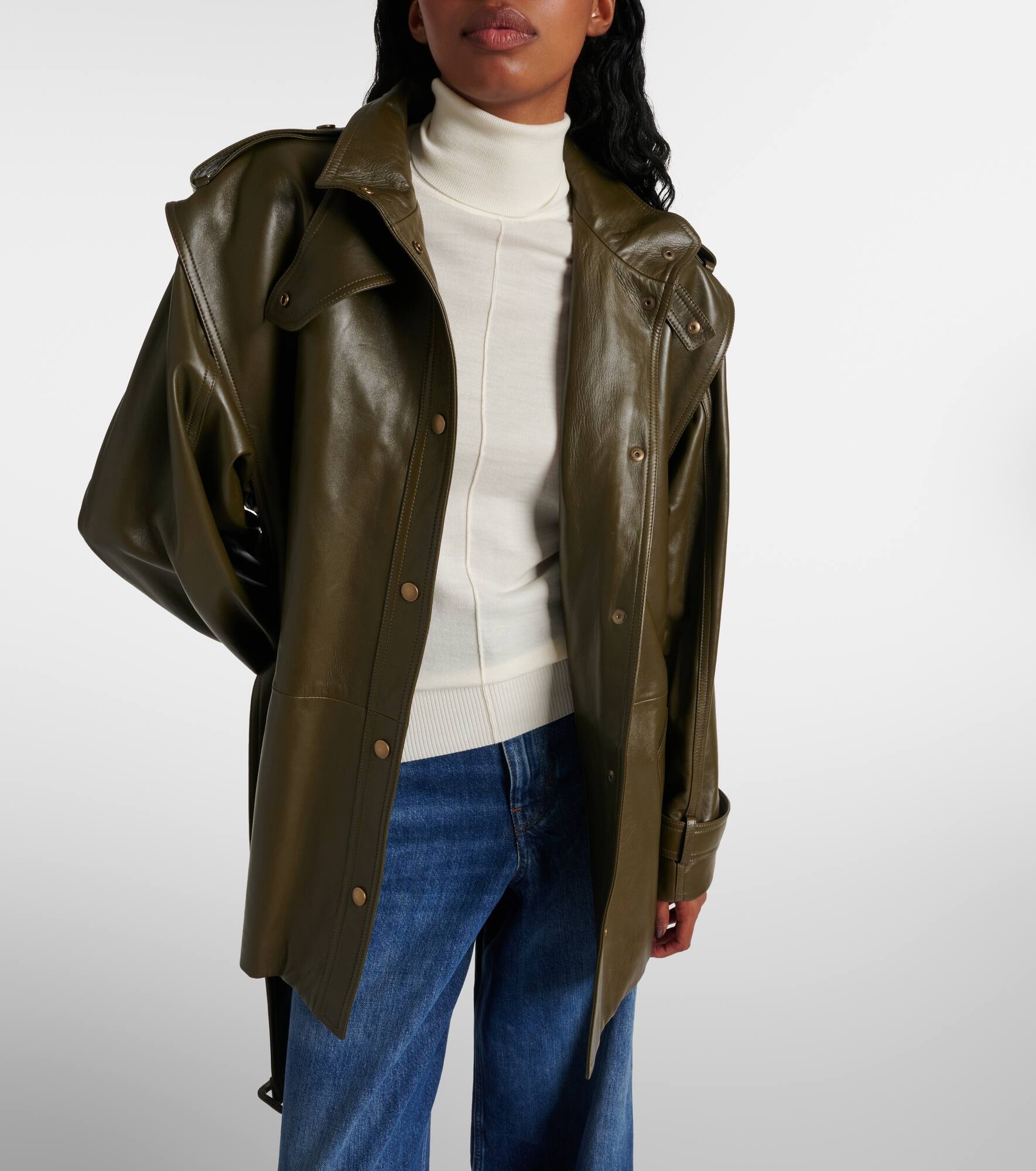 Oversized leather jacket - 8