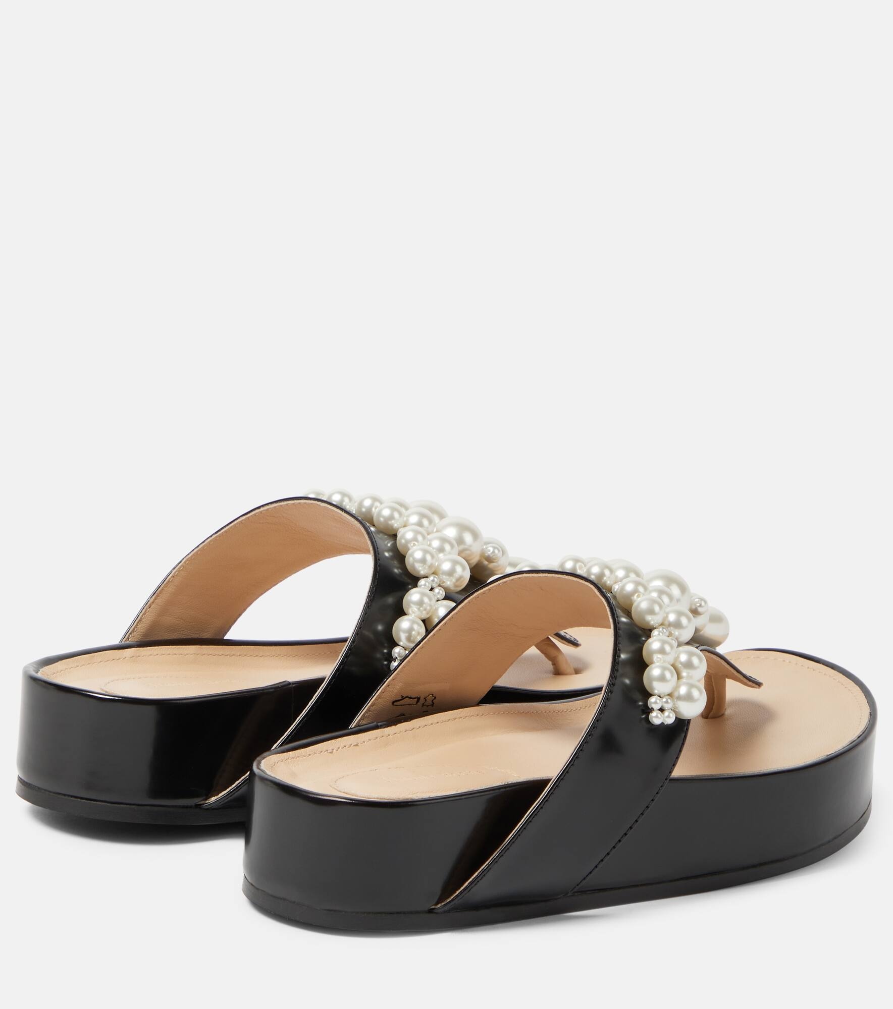 Embellished leather thong sandals - 3