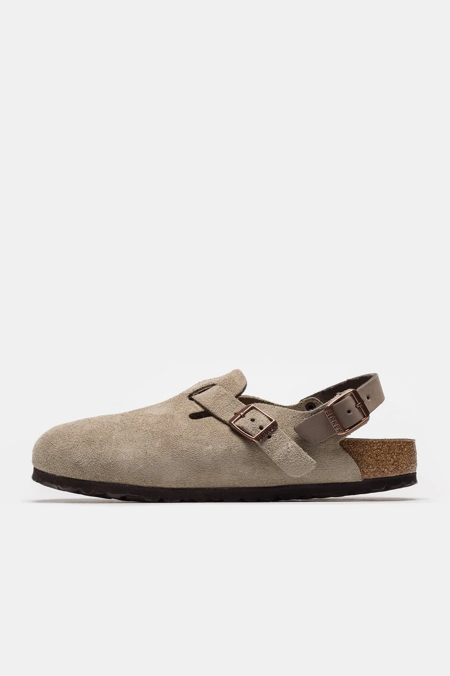 Womens Tokio Suede Clog in Taupe - 1