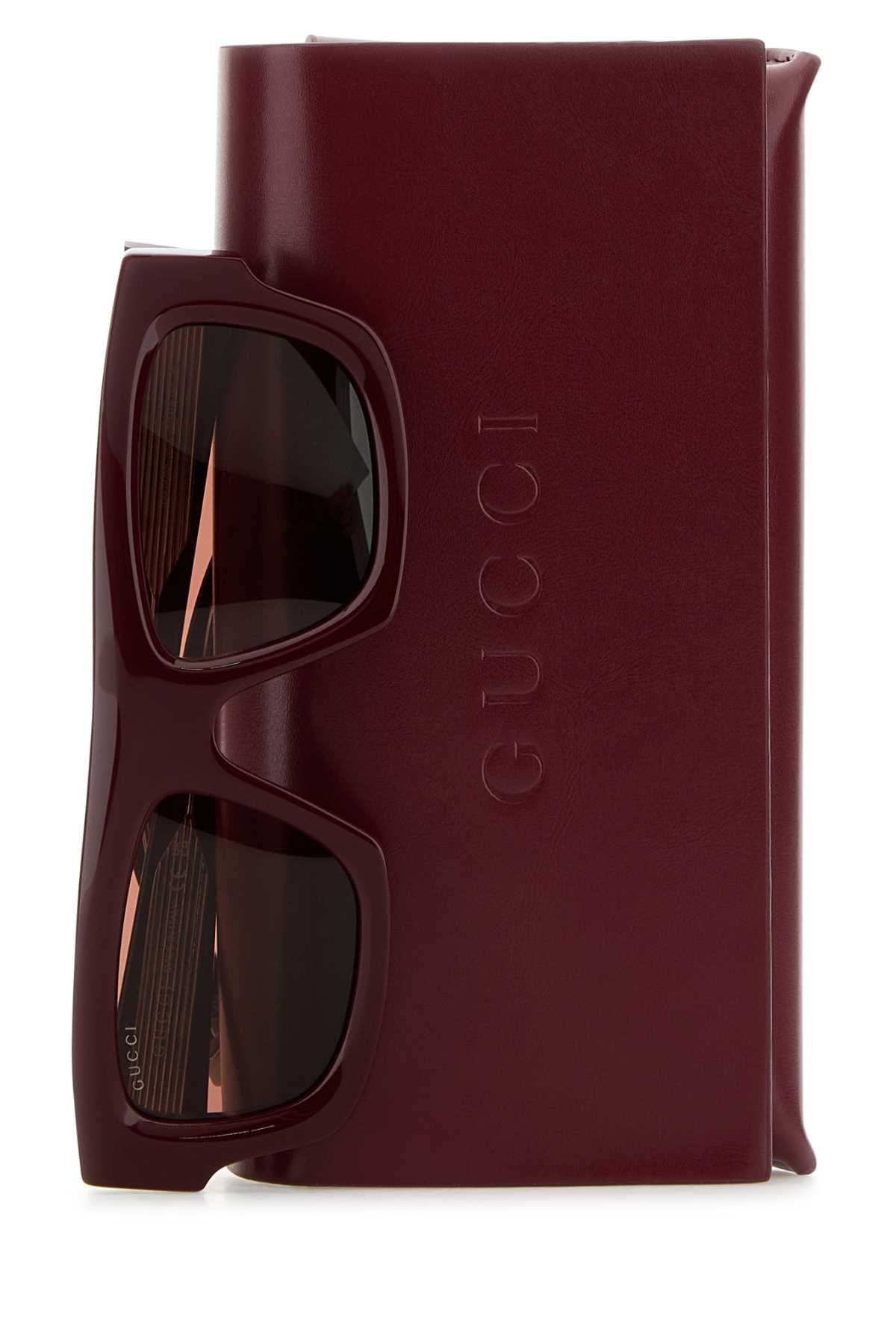 Gucci Men Burgundy Acetate Sunglasses - 3