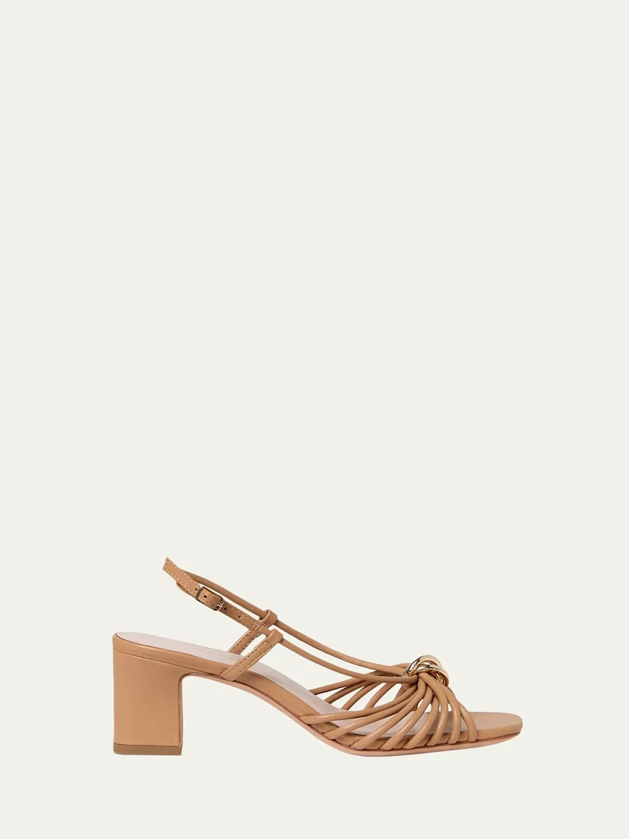 90mm Minna Leather Block-Heel Sandals - 1