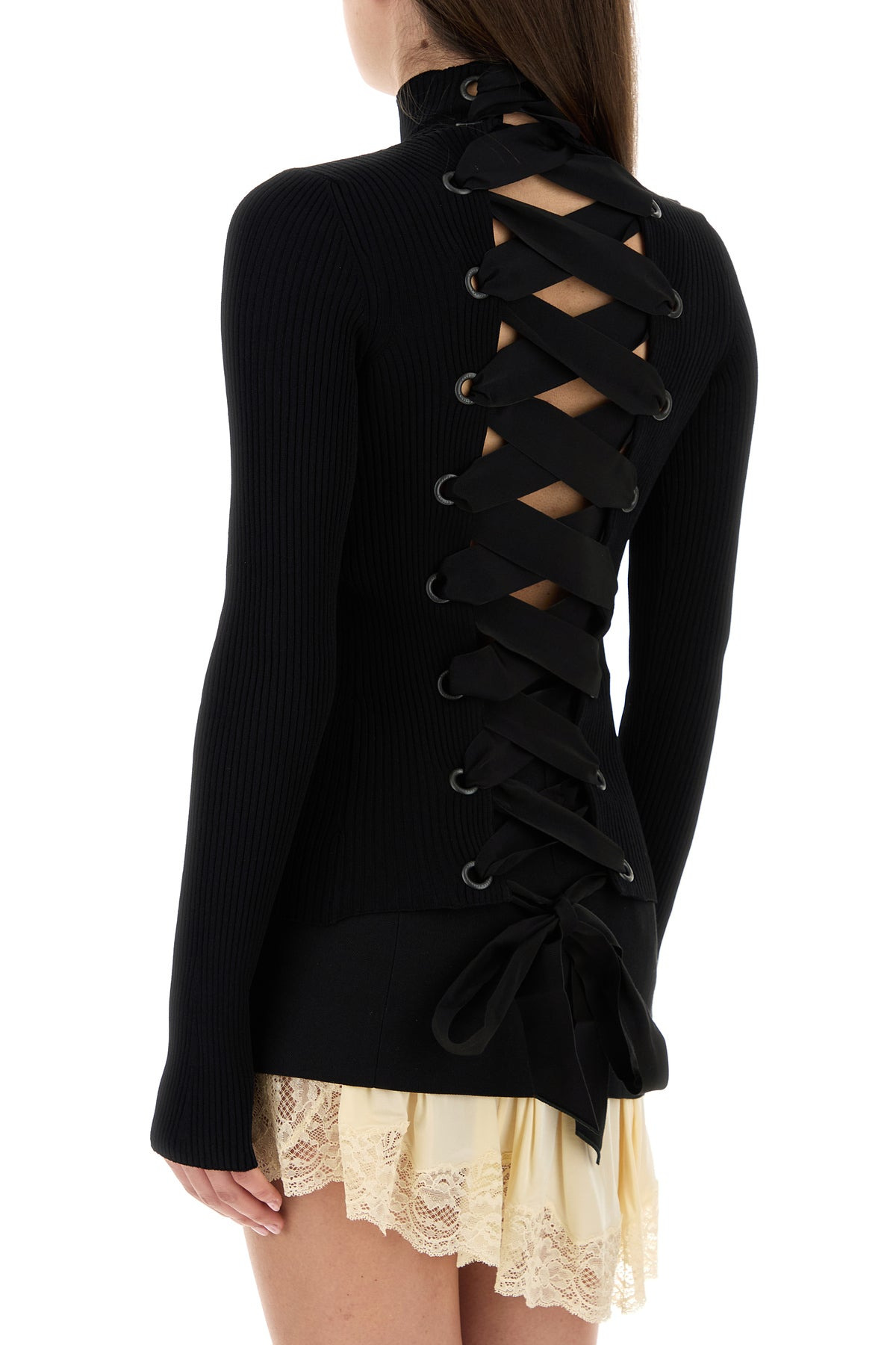 Black stretch viscose blend top - 4