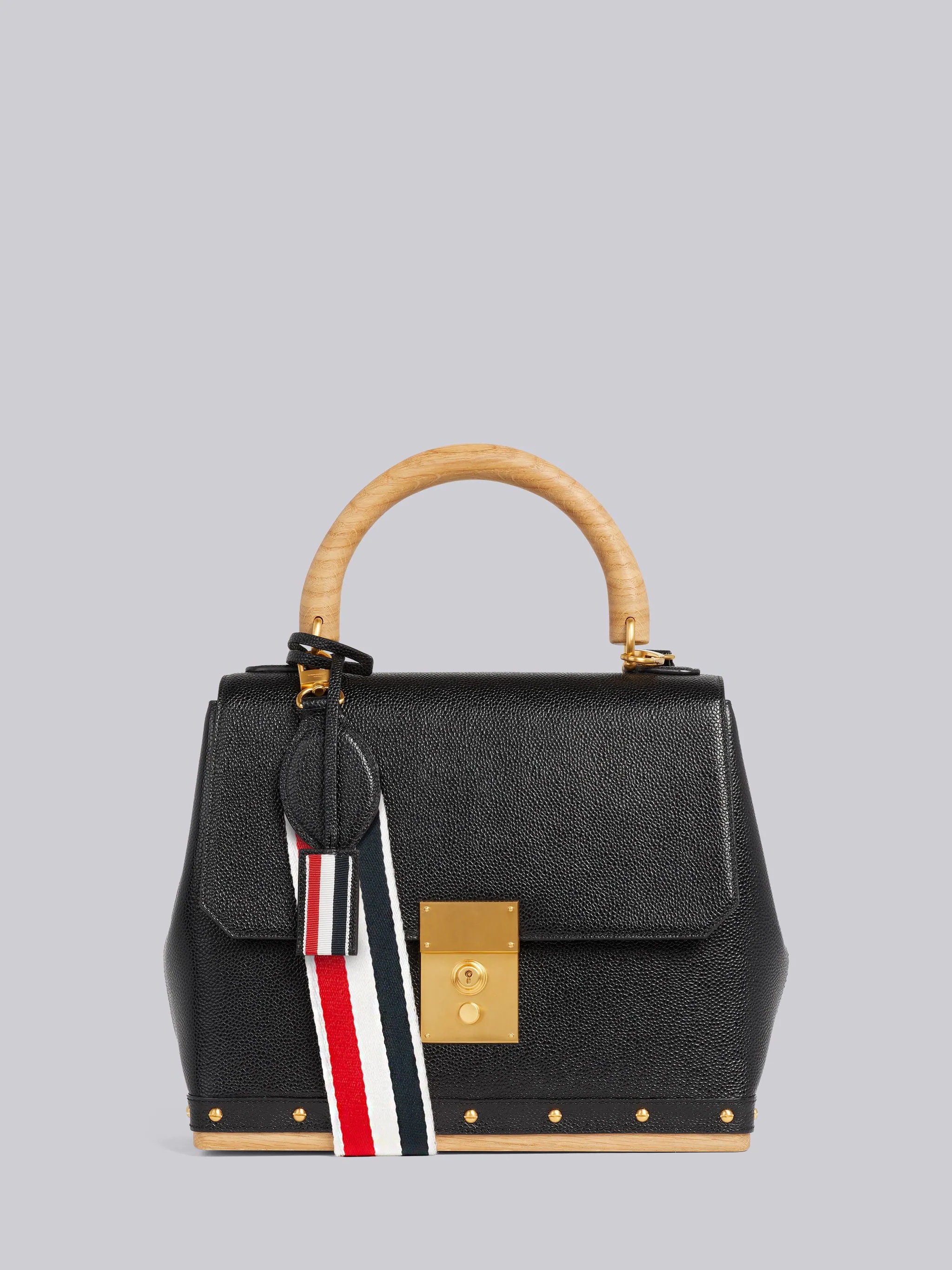 Black Pebbled Calfskin Wooden Base Mrs. Thom Bag - 1