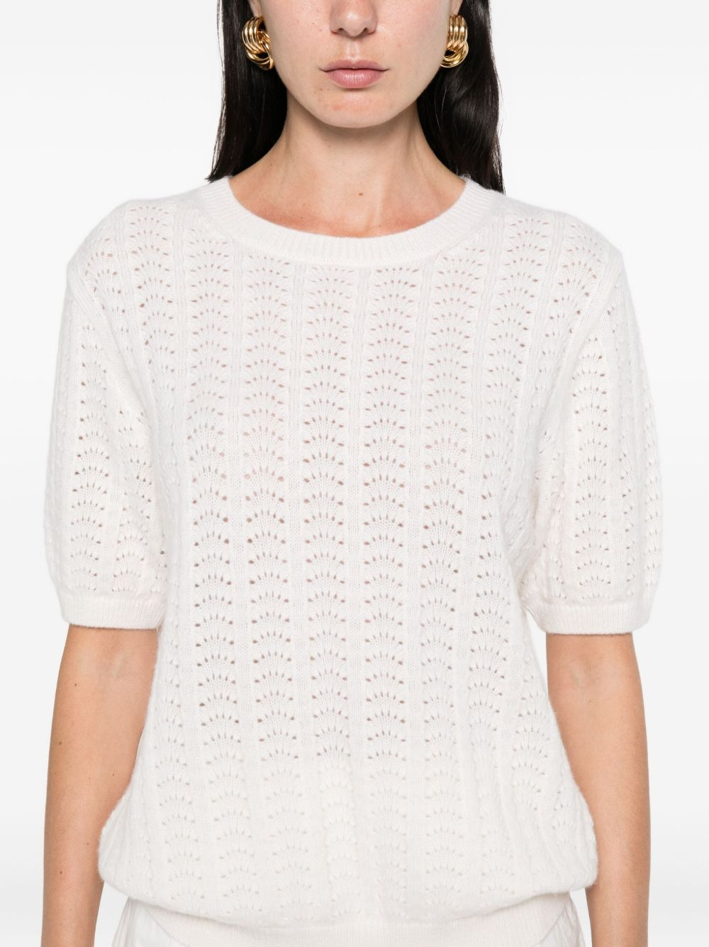 pointelle-knit short-sleeved top - 5