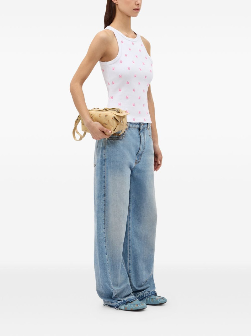 MSGM monogram ribbed tank top outlook