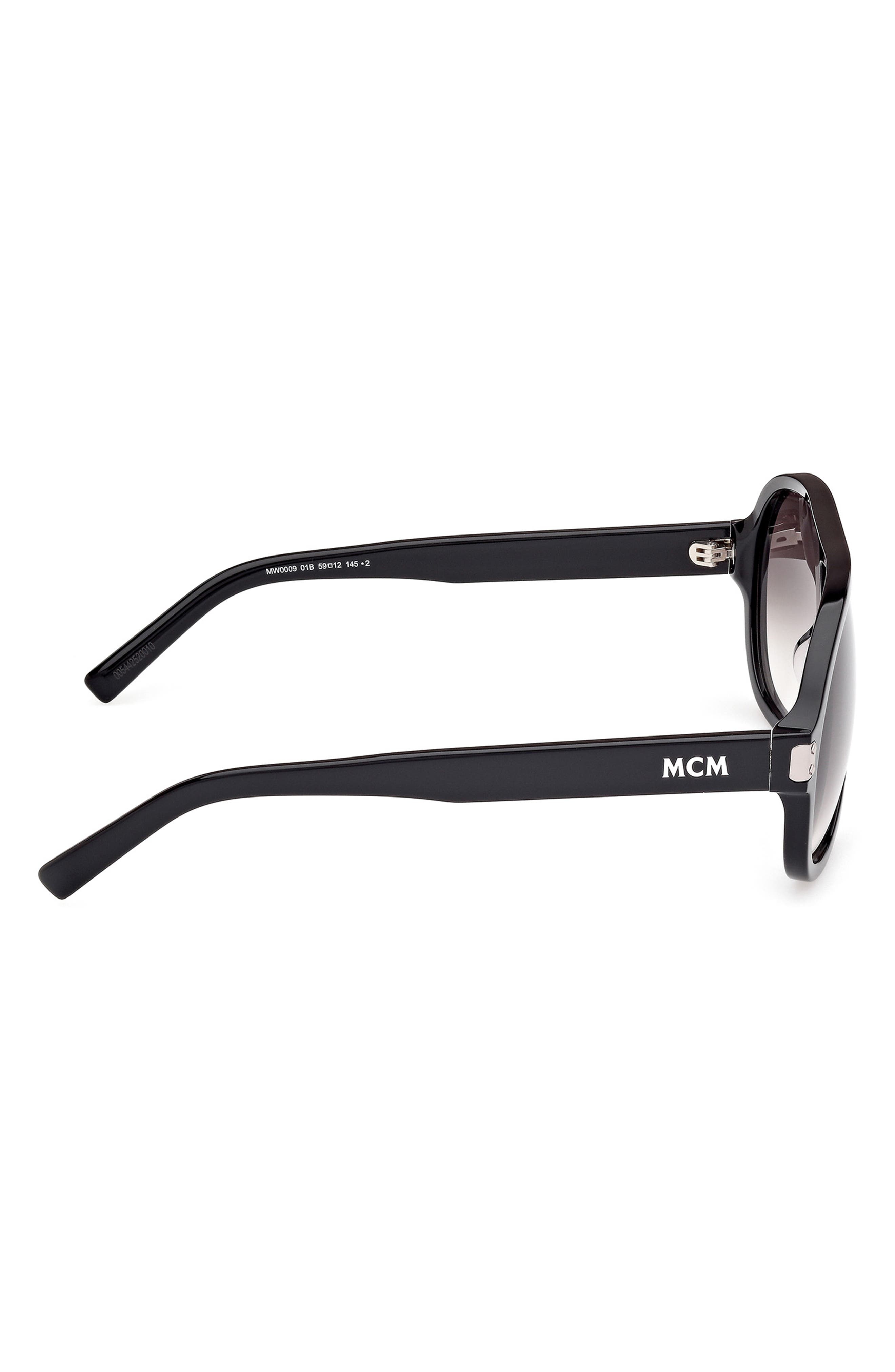 MCM 59mm Pilot Sunglasses in Shiny Black /Gradient Smoke at Nordstrom - 6