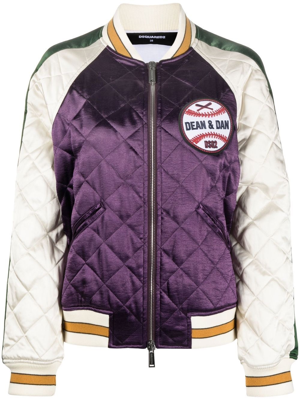 diamond-quilted bomber jacket - 1