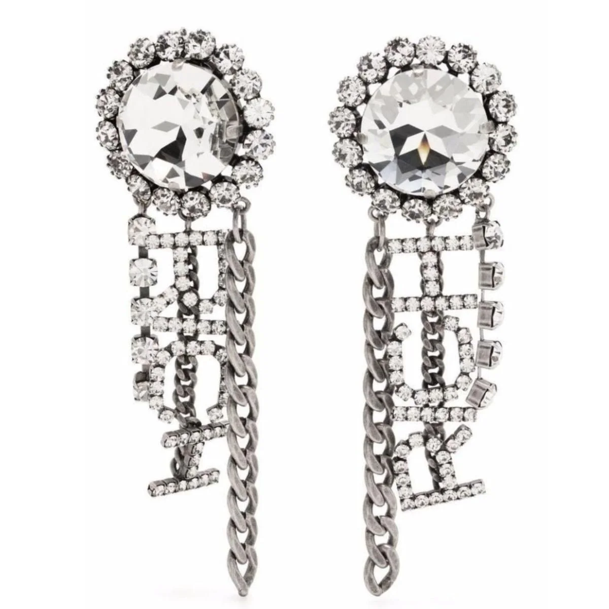 Crystal Chain Earrings - 1