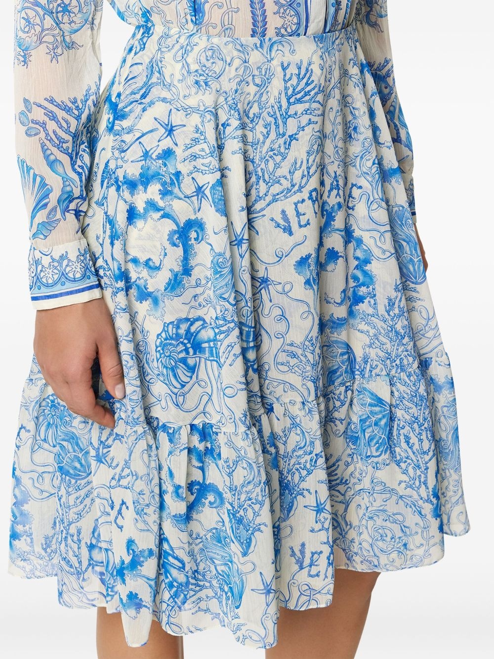 Underwater Barocco crêpe midi skirt - 5