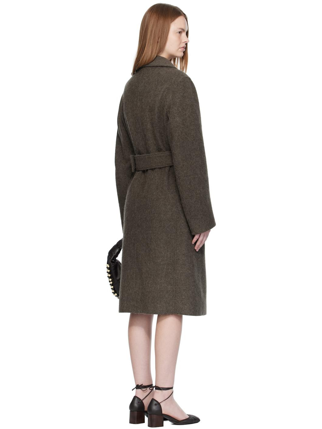 Khaki Belted Tailored Coat - 3
