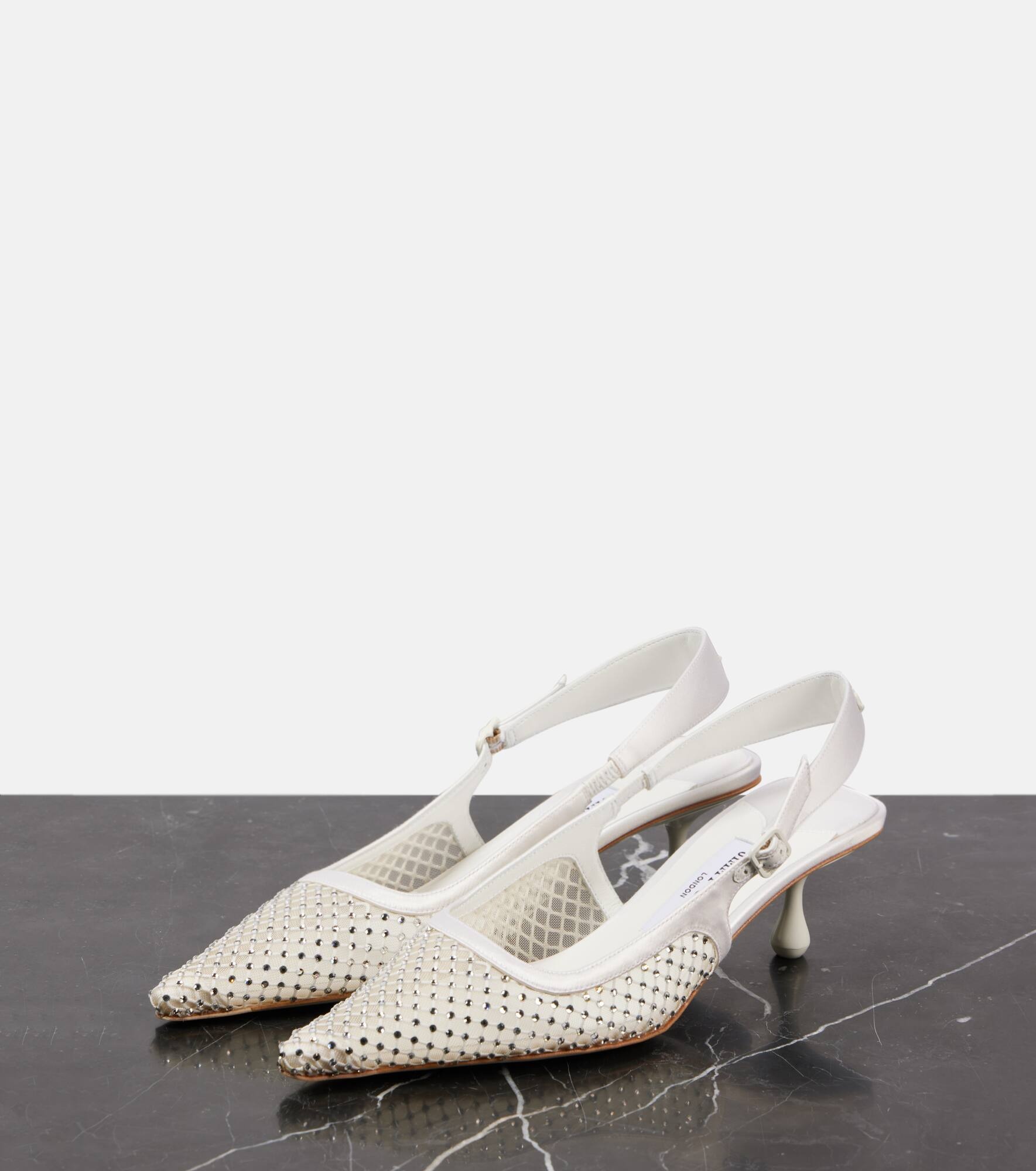 Amel 50 embellished mesh slingback pumps - 4