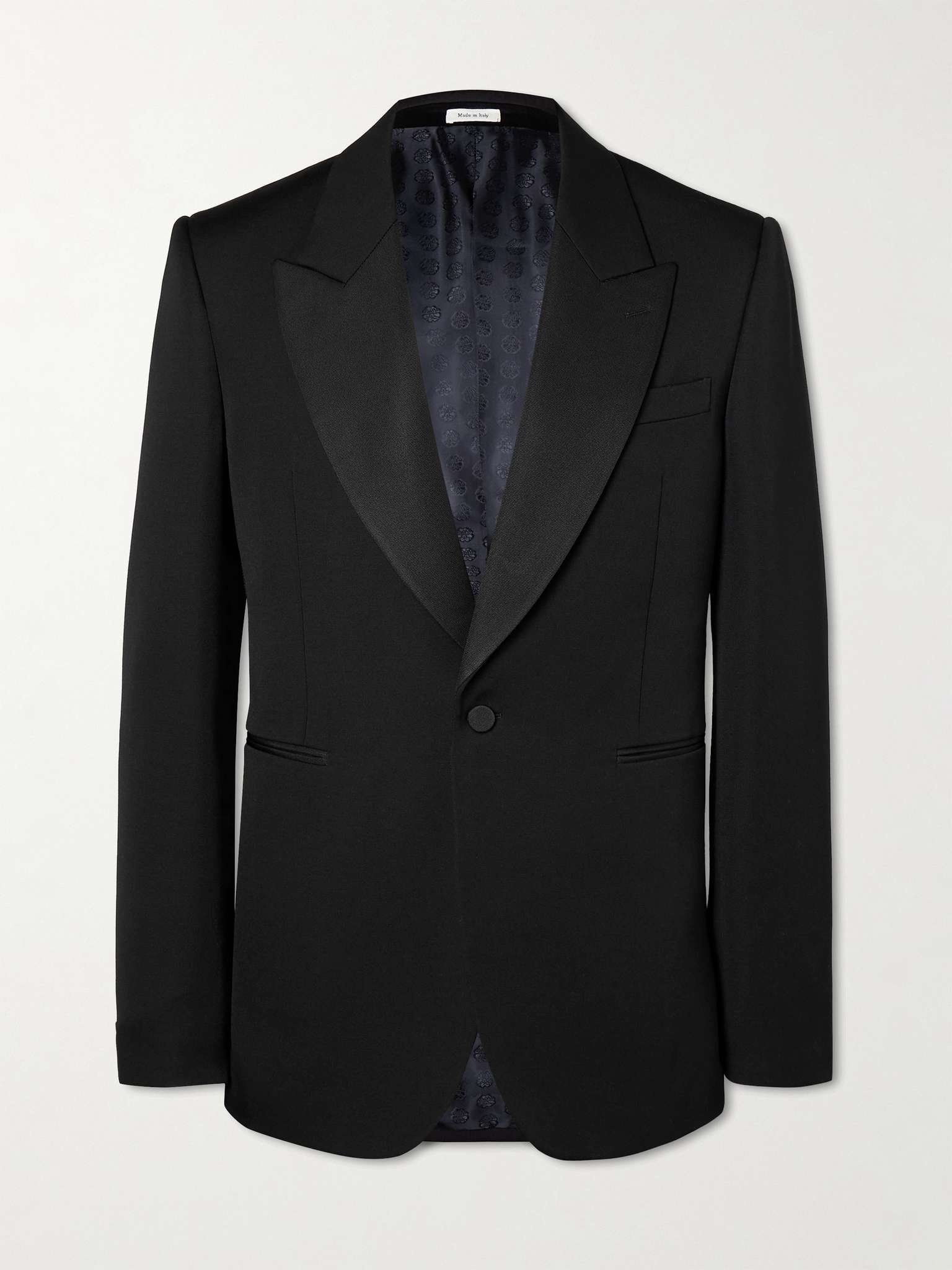 Silk-Satin Trimmed Wool-Twill Blazer - 1