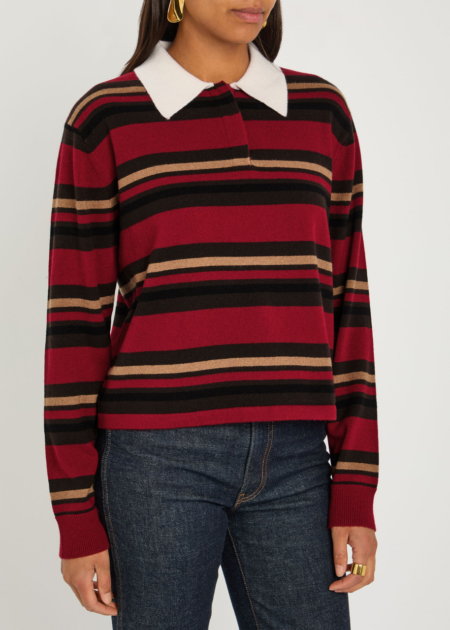 Guest In Residence Striped Cashmere Polo top - 2