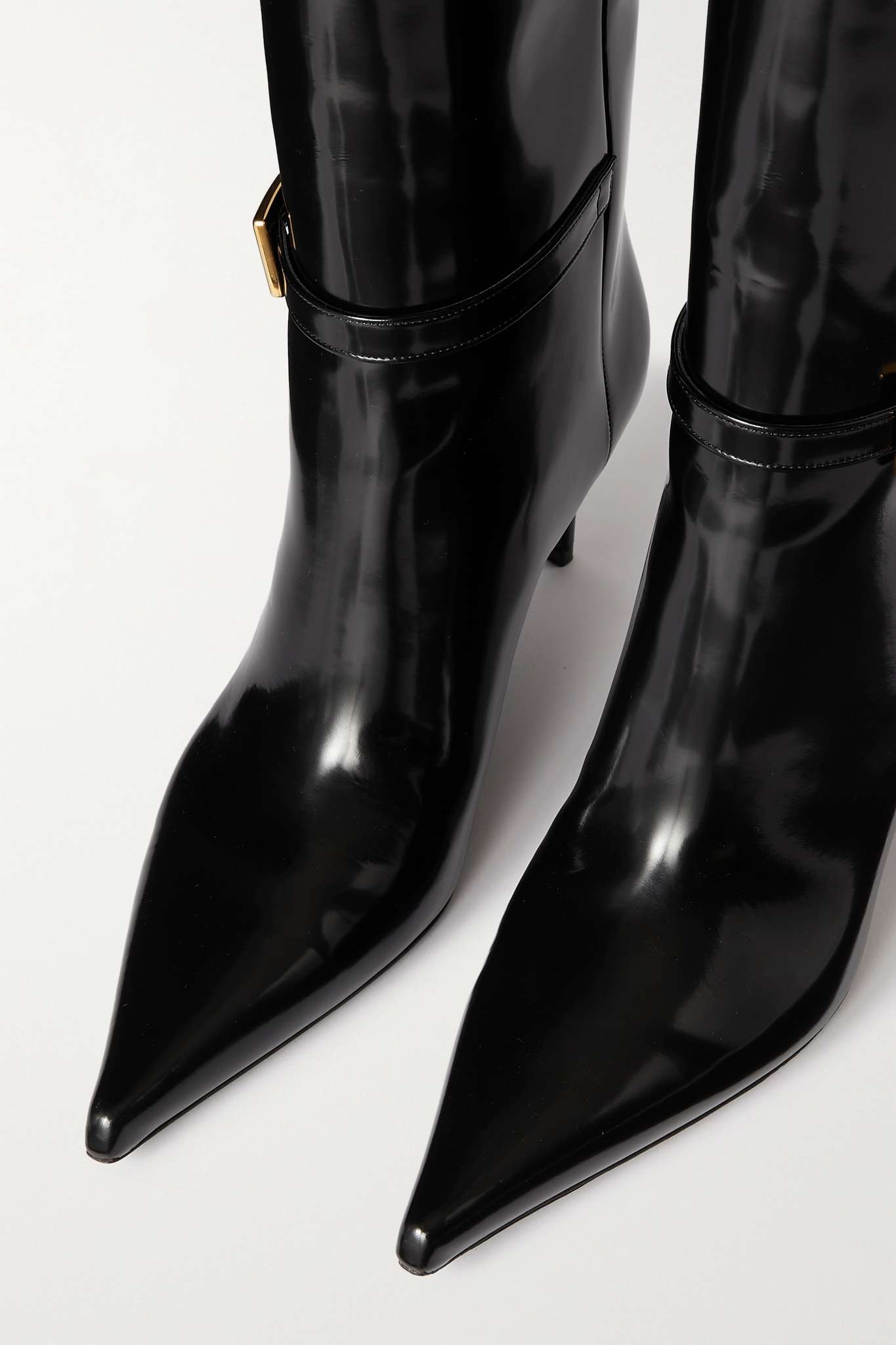 Lee buckled glossed-leather knee boots - 4