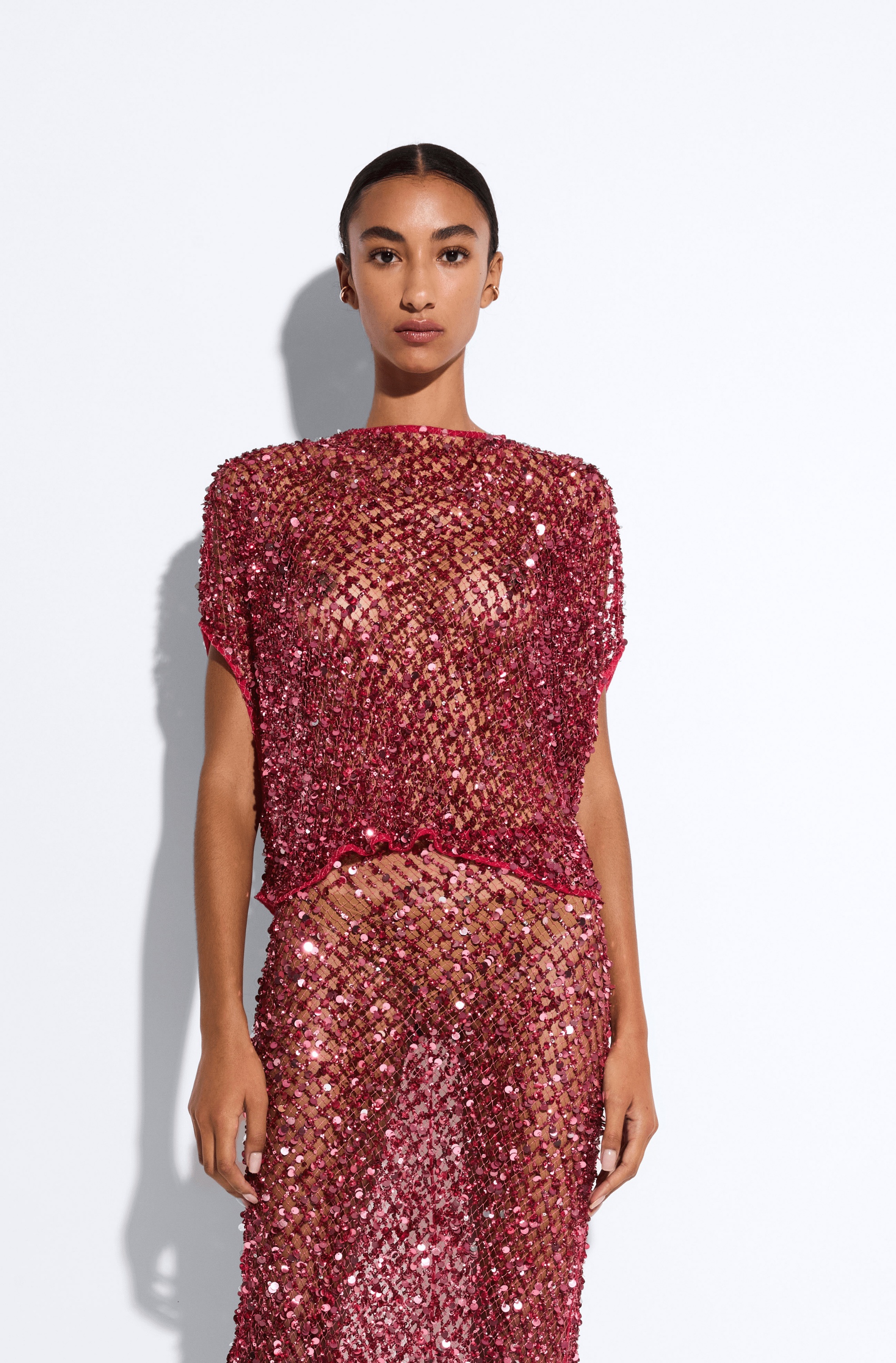 Net Mesh Sequin Cape Tee - 2