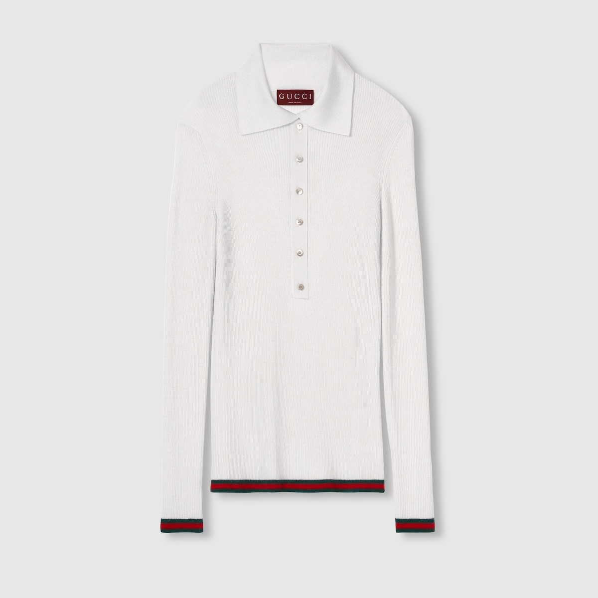 Cashmere and silk polo top with Web - 1