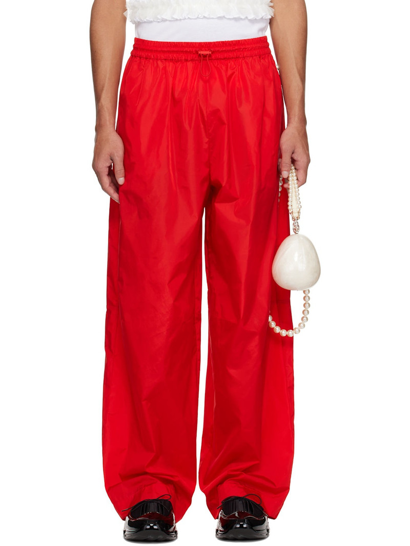 Red Wide Leg Track Pants - 1