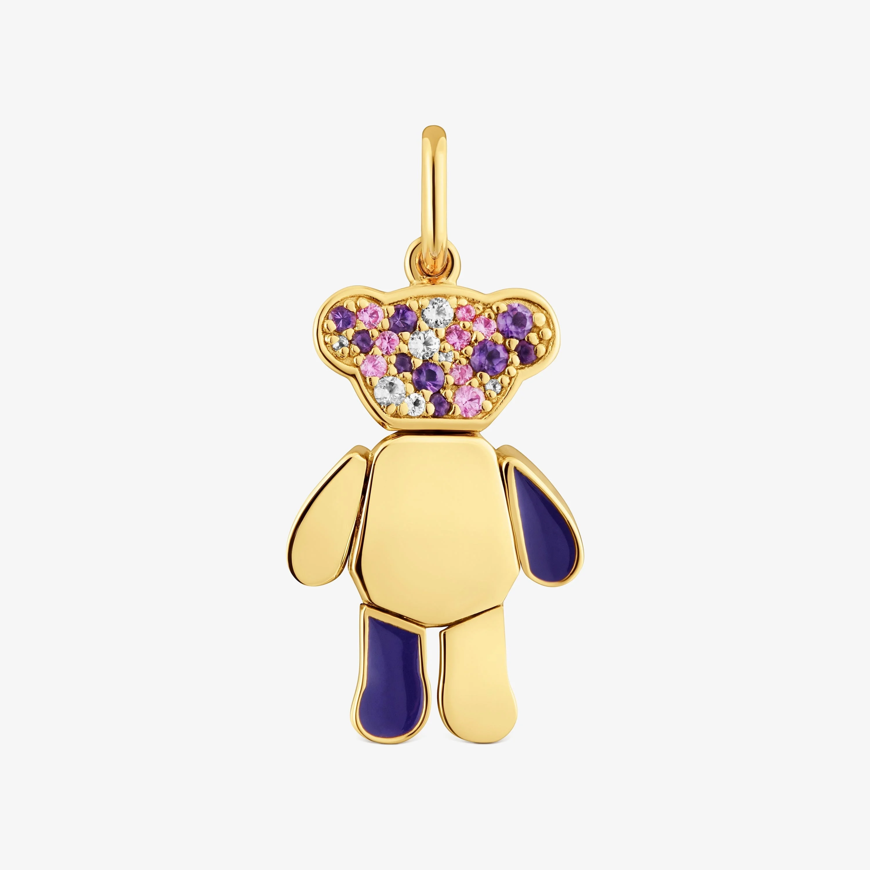 Bear Pendant with 18K gold vermeil and amethysts Teddy Bear - 1