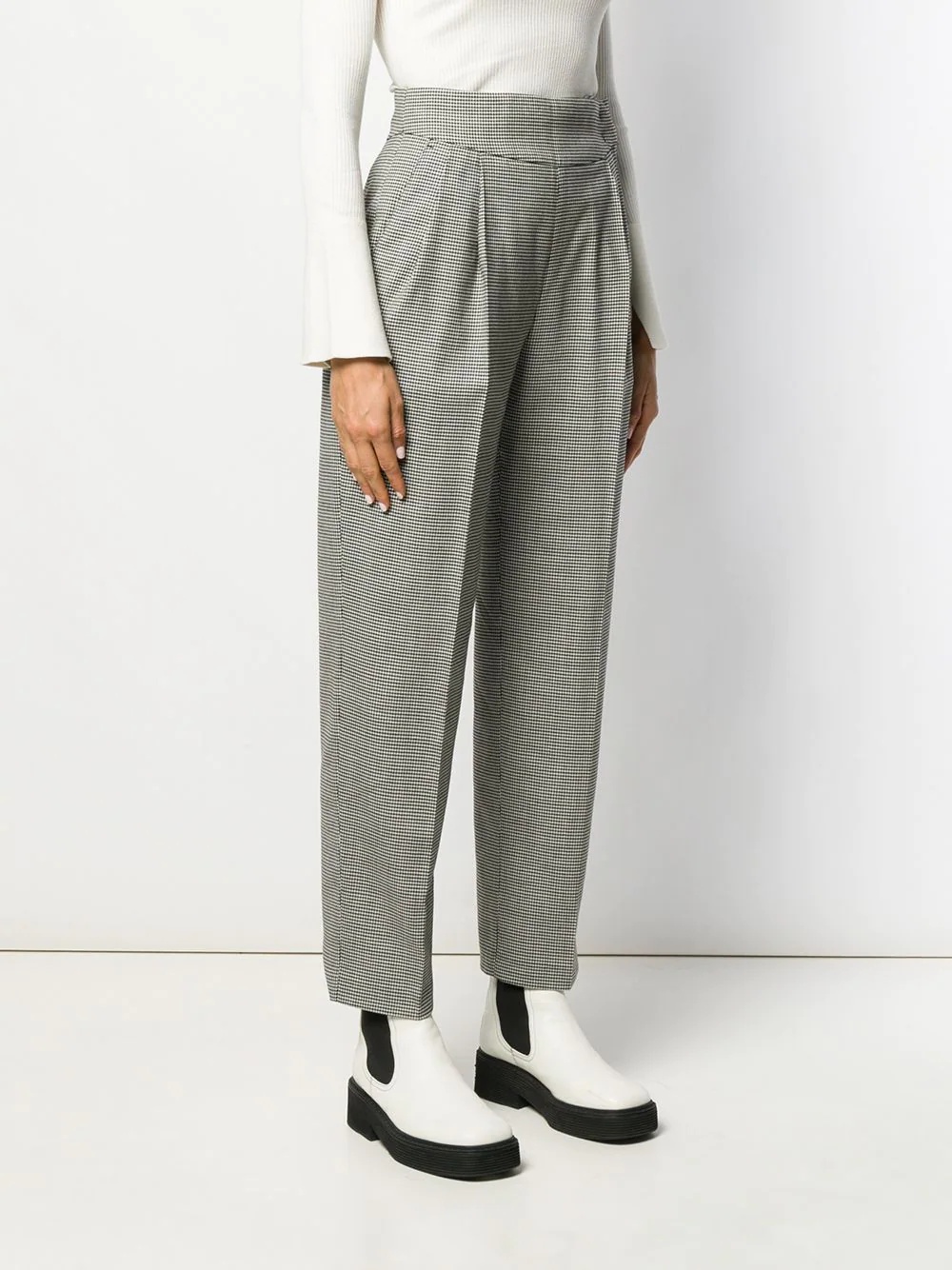 micro houndstooth high-waisted trousers - 3