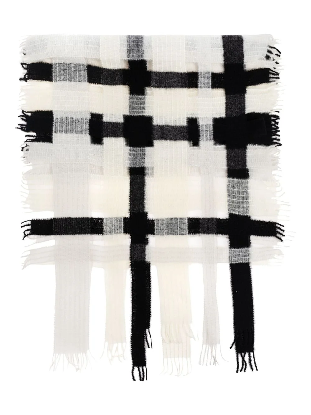 Raschel fringed-hem scarf - 1