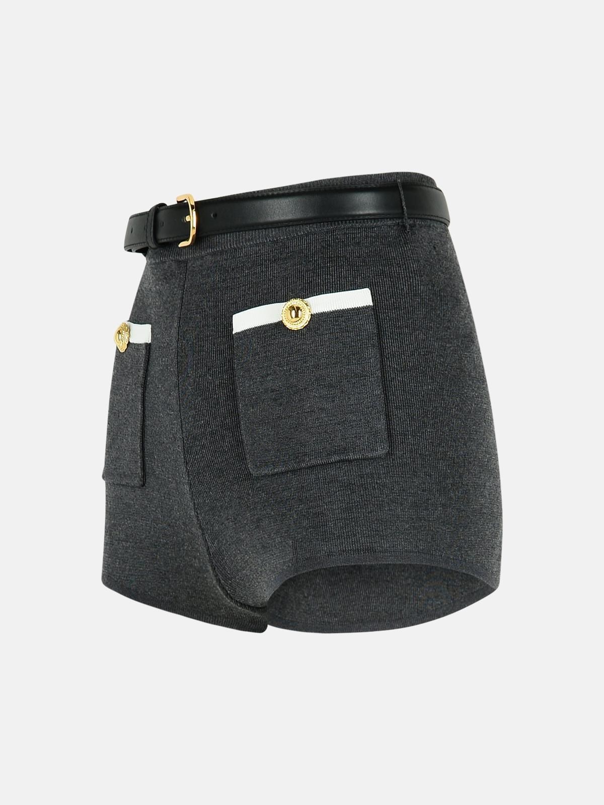 GRAY VISCOSE BLEND SHORTS - 2