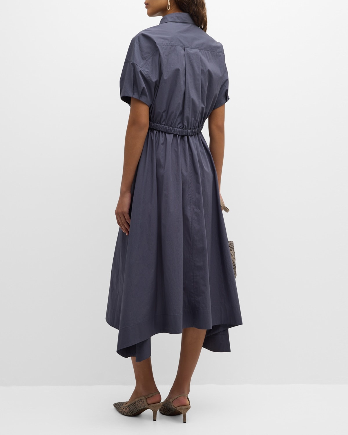Light-Weight Shirtdress with Fitted Waist and Monili Loop Detail - 4