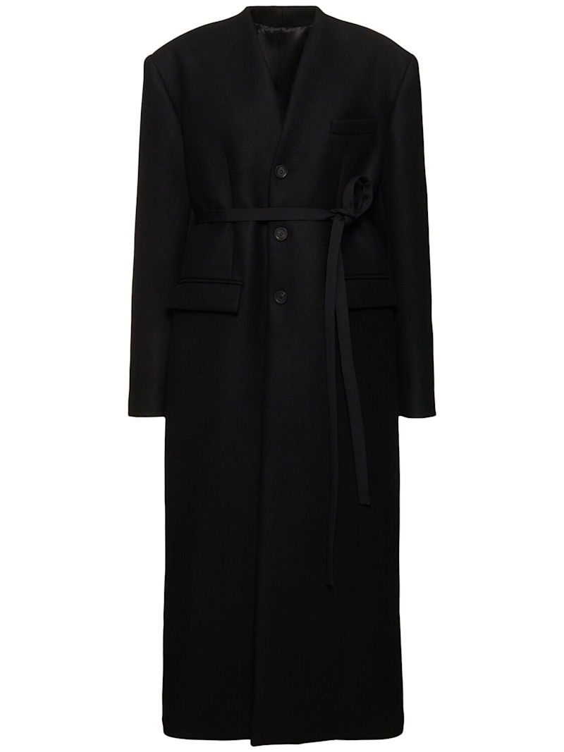 Wool long coat w/ corset - 1