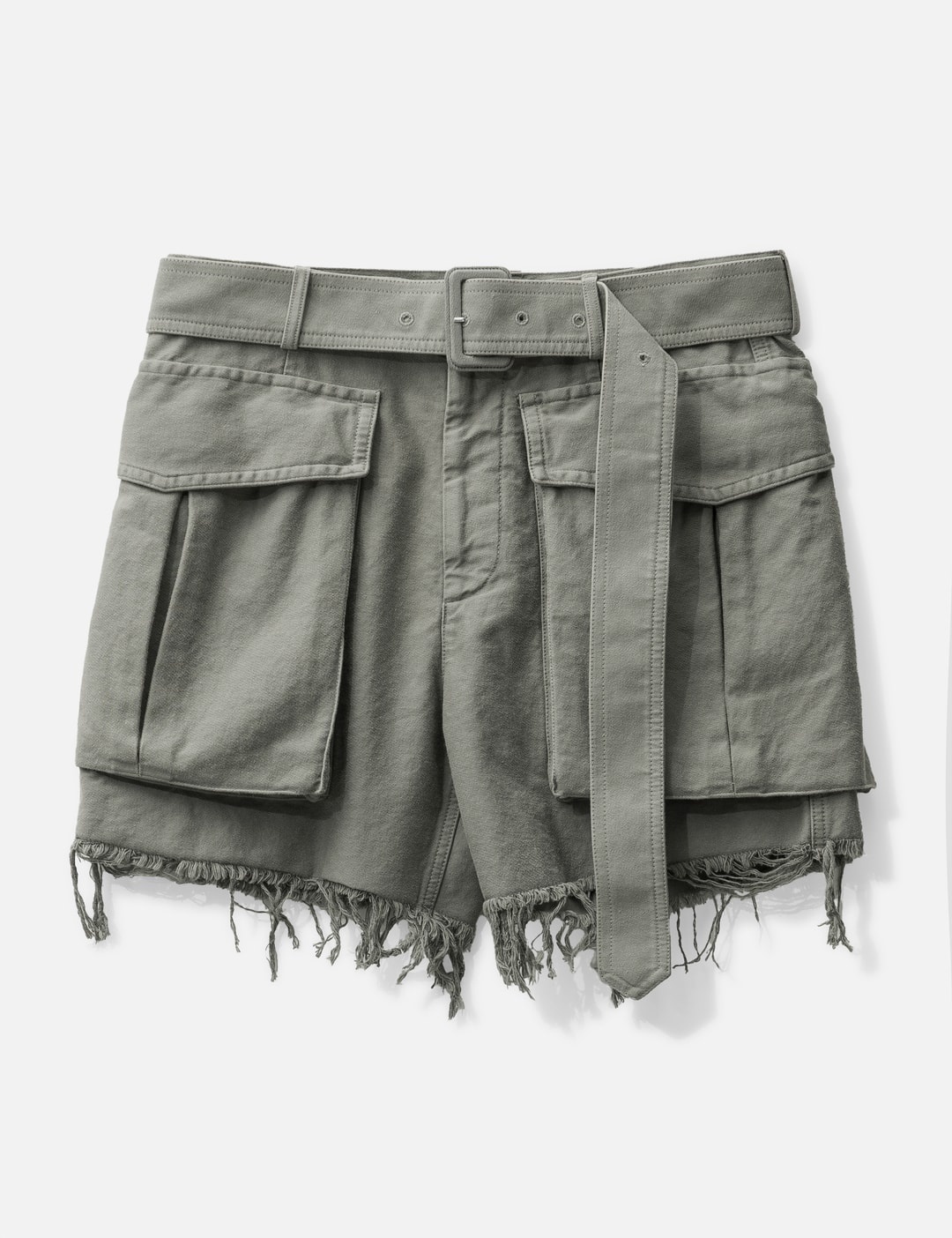 BELTED COTTON SHORTS - 1