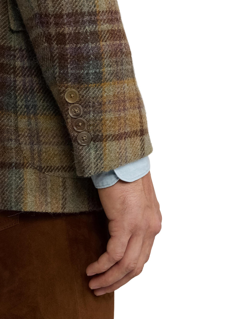 Men's Kent Hand-Tailored Plaid Wool Sportcoat - Sage Brown Tan Multi 9