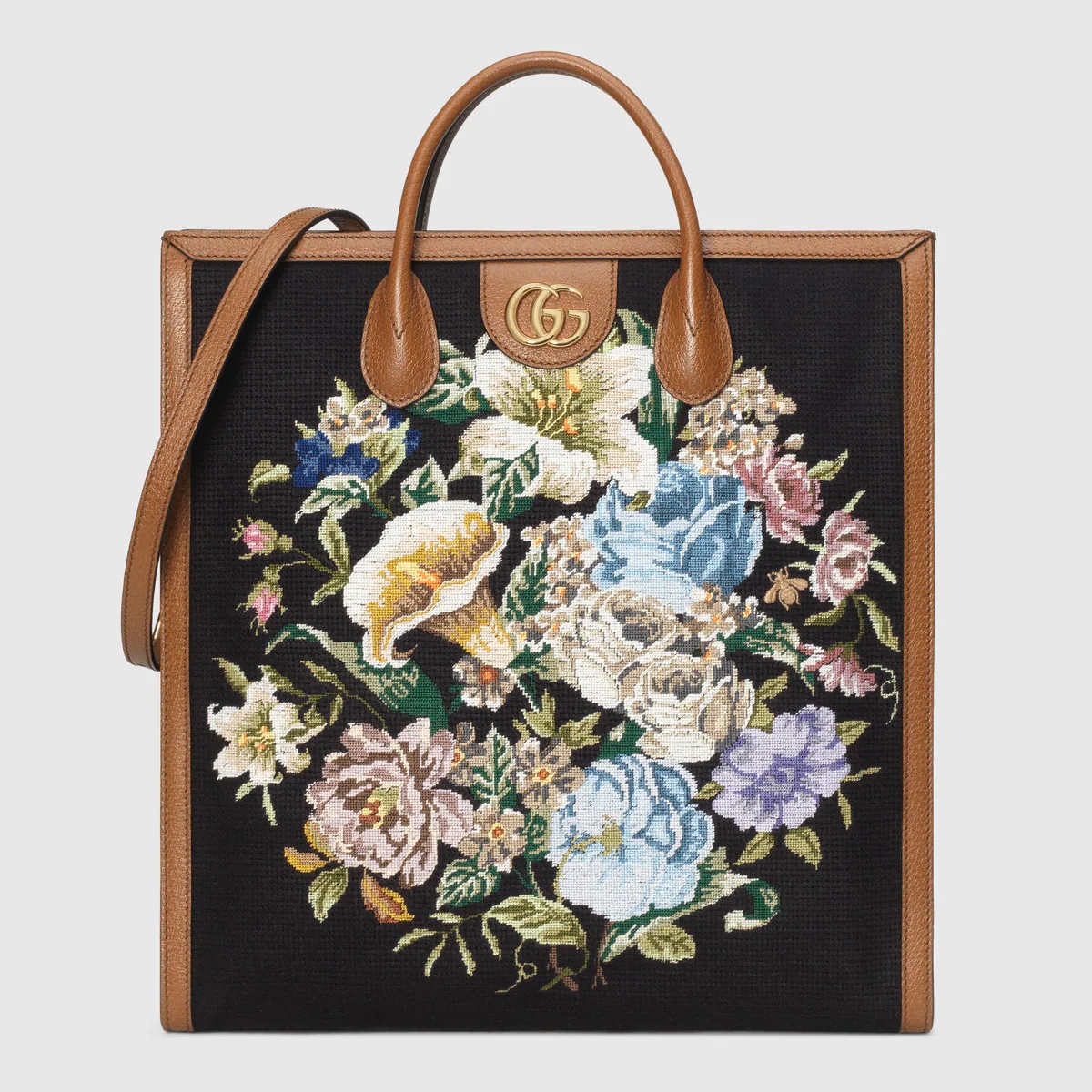 Tote bag with floral embroidery - 1