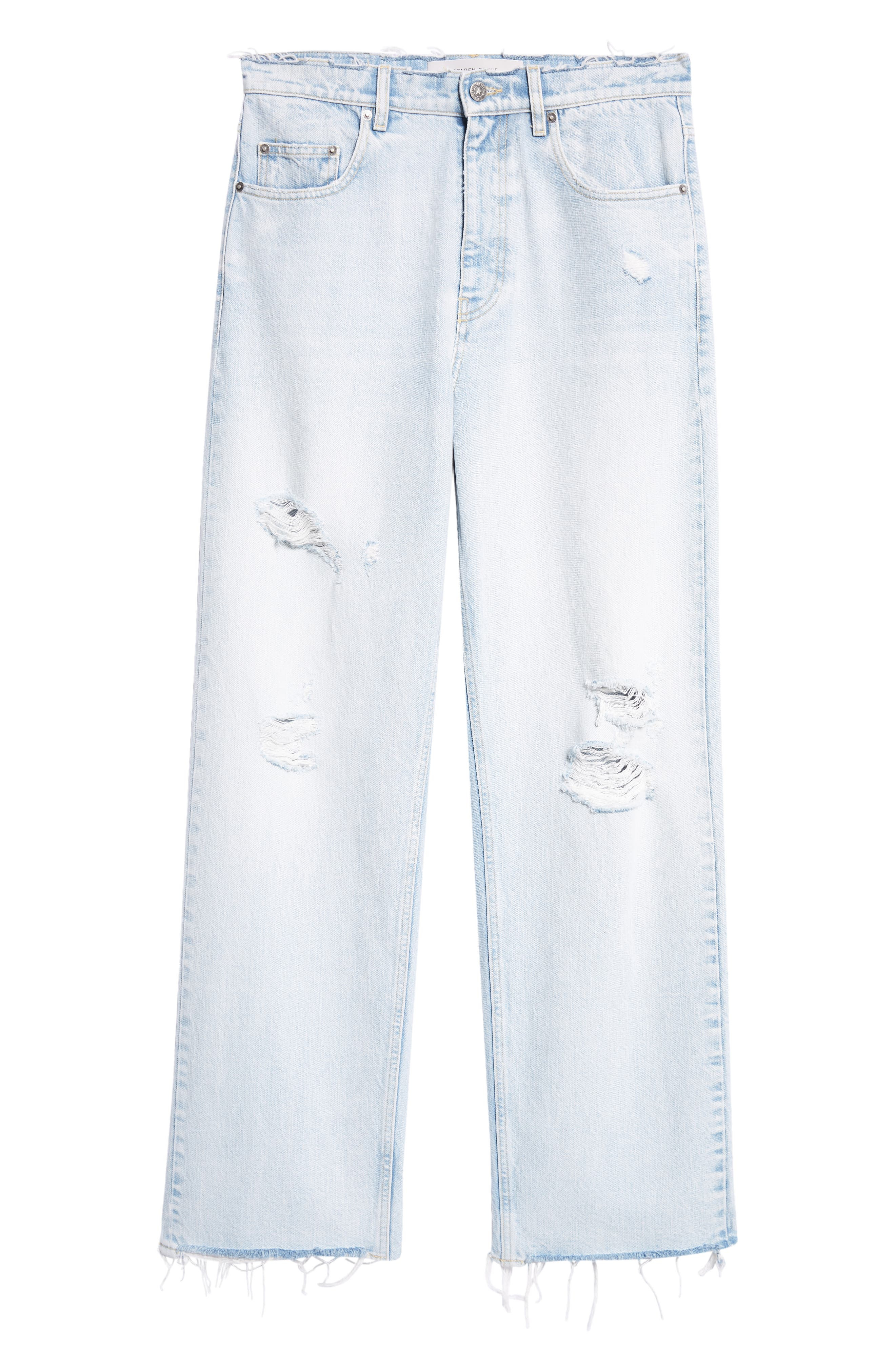 Golden Goose Journey Morgan Distressed Raw Hem Wide Leg Jeans in Cloud Blue at Nordstrom - 6