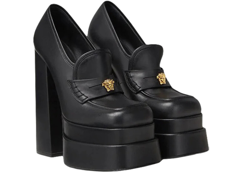 VERSACE Versace Aevitas 155mm Platform Loafers Black Leather outlook