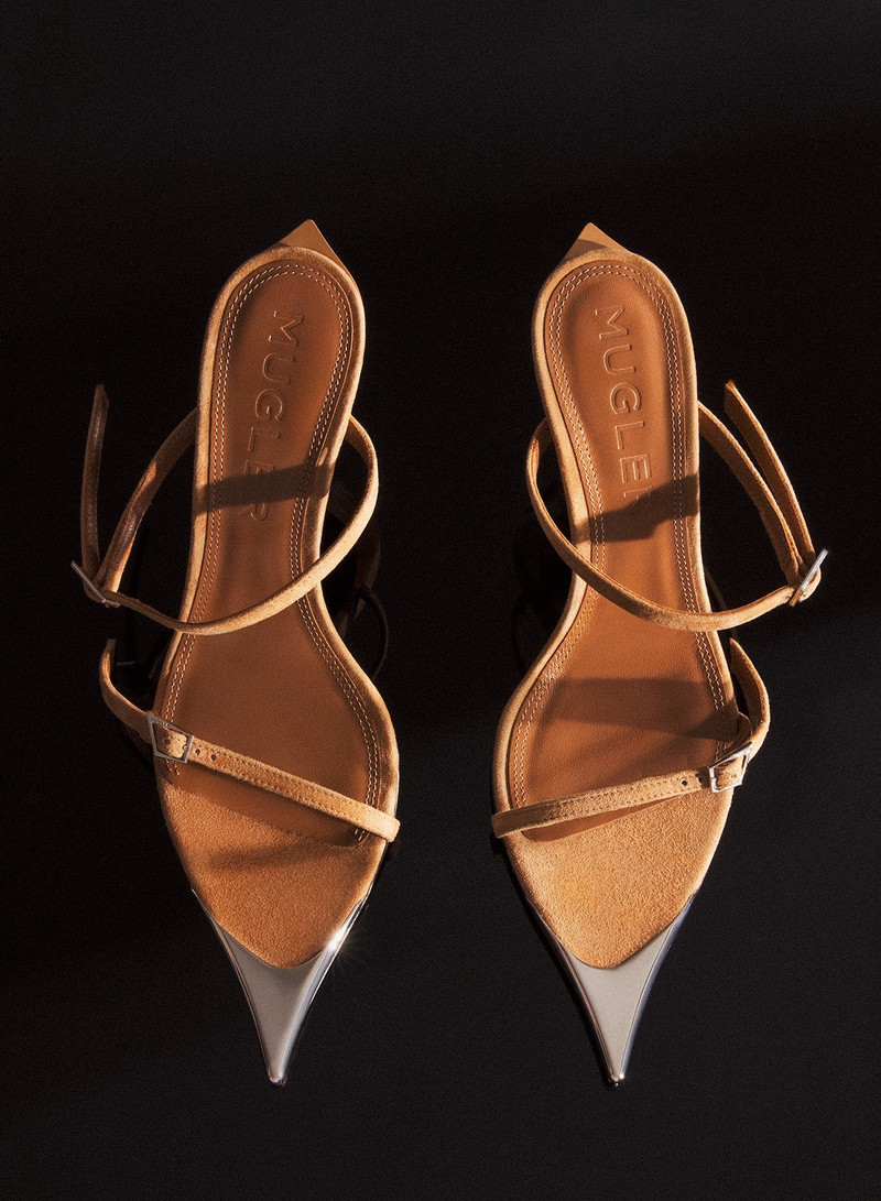 MUGLER Cinnamon suede Fang 95 sandals outlook