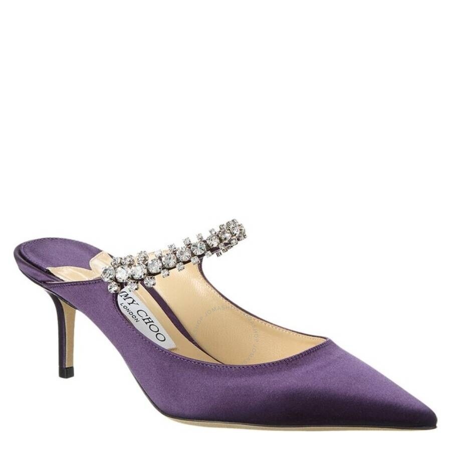 Jimmy Choo Bing 65 Cassis Satin Mules - 1