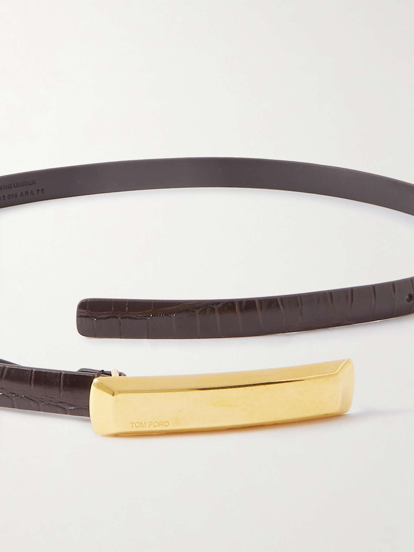 Bar croc-effect leather belt - 3