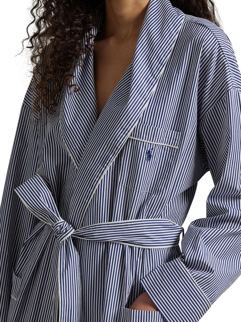 Women's Heritage Cotton Wrap Robe - White Cloud Beacon Blue 4