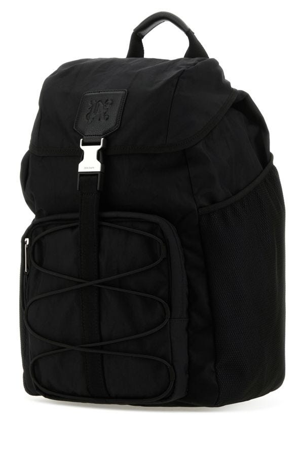 Palm Angels Man Black Canvas Backpack - 2