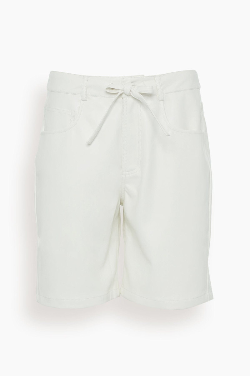 Faux Leather Midi Shorts in Off White 1