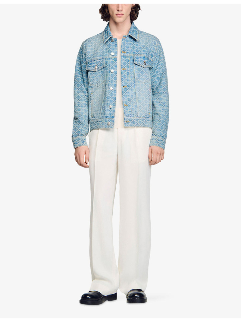 Sandro Square-Pattern Four-Pocket Denim Jacket outlook