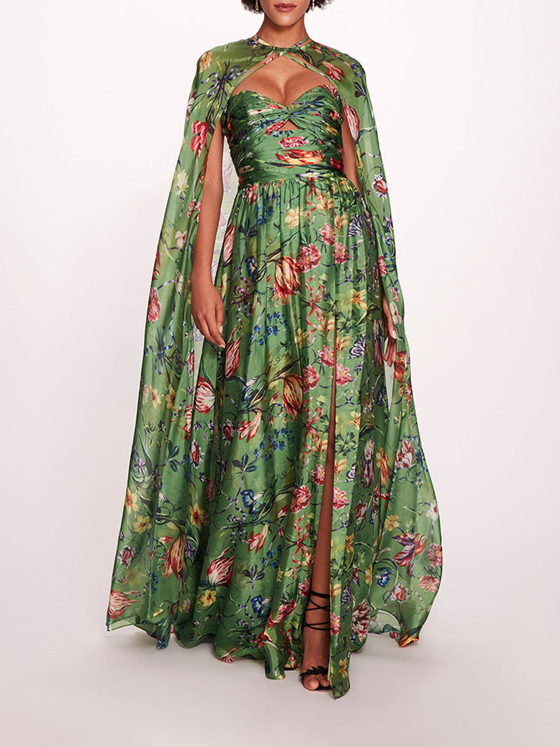 Marchesa RIBBONS CAPE GOWN outlook