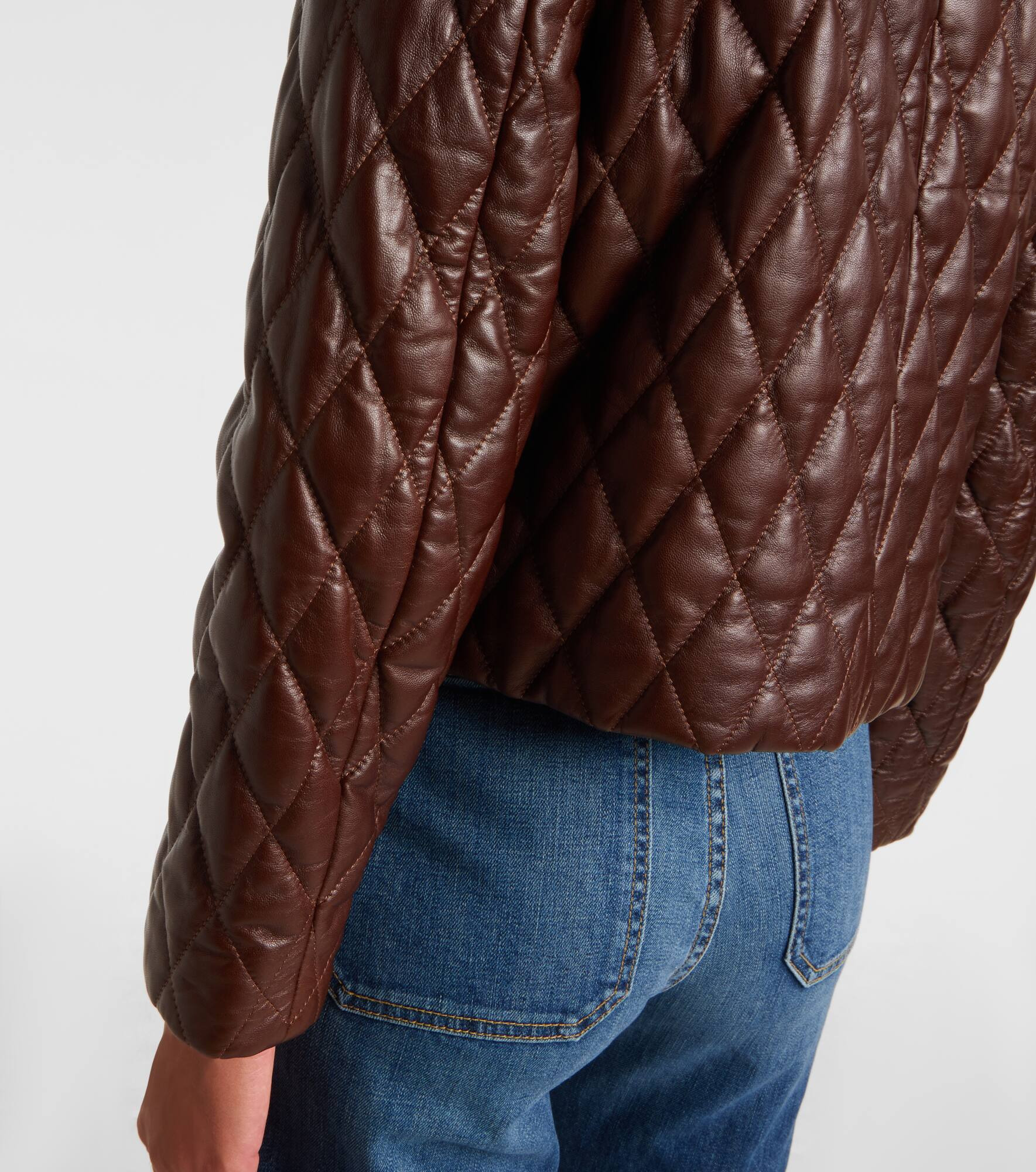 Amy cropped quilted leather jacket - 6