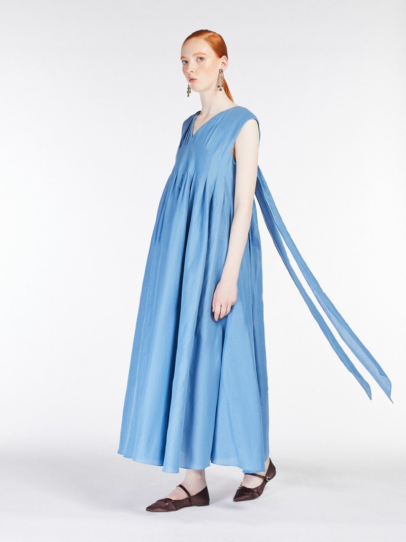 'S Max Mara PIEGA Pleated cotton and ramie dress outlook
