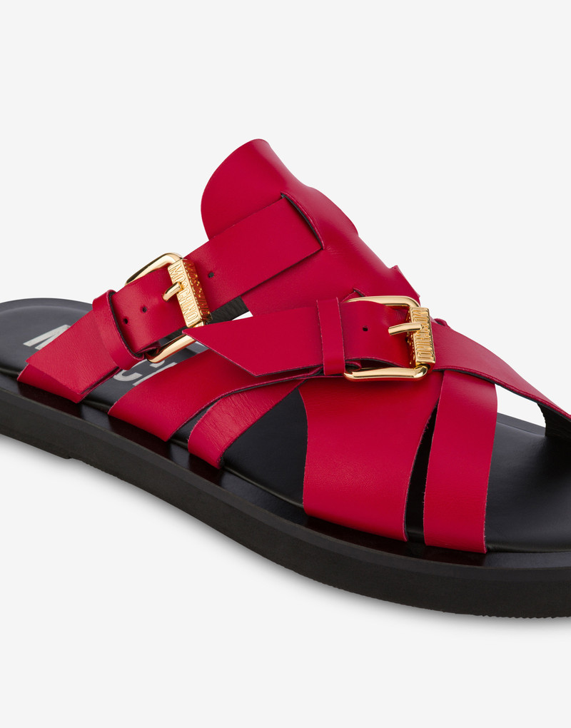 DOUBLE BUCKLE CALFSKIN SANDALS 4