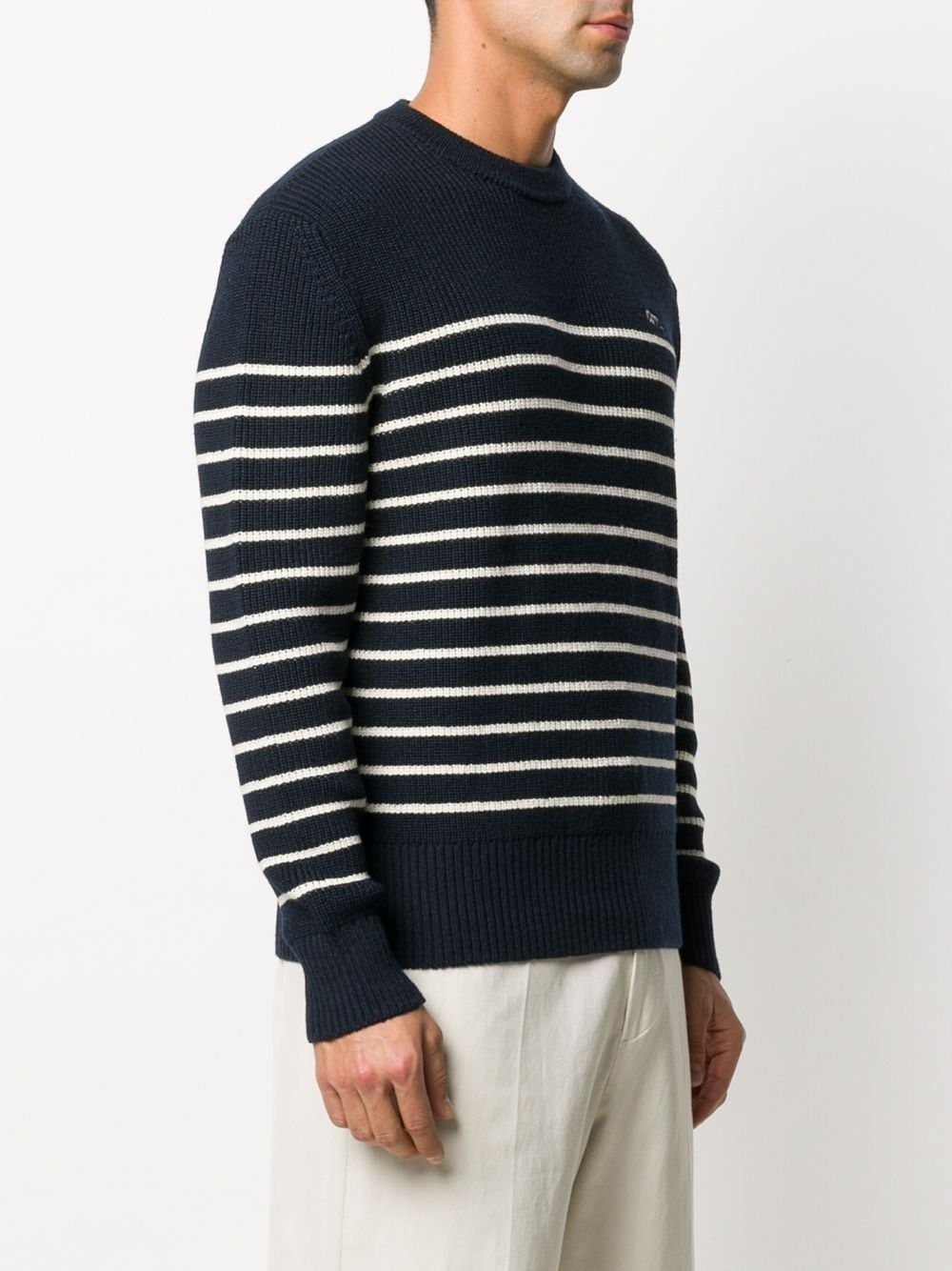 rib-knit striped jumper - 3