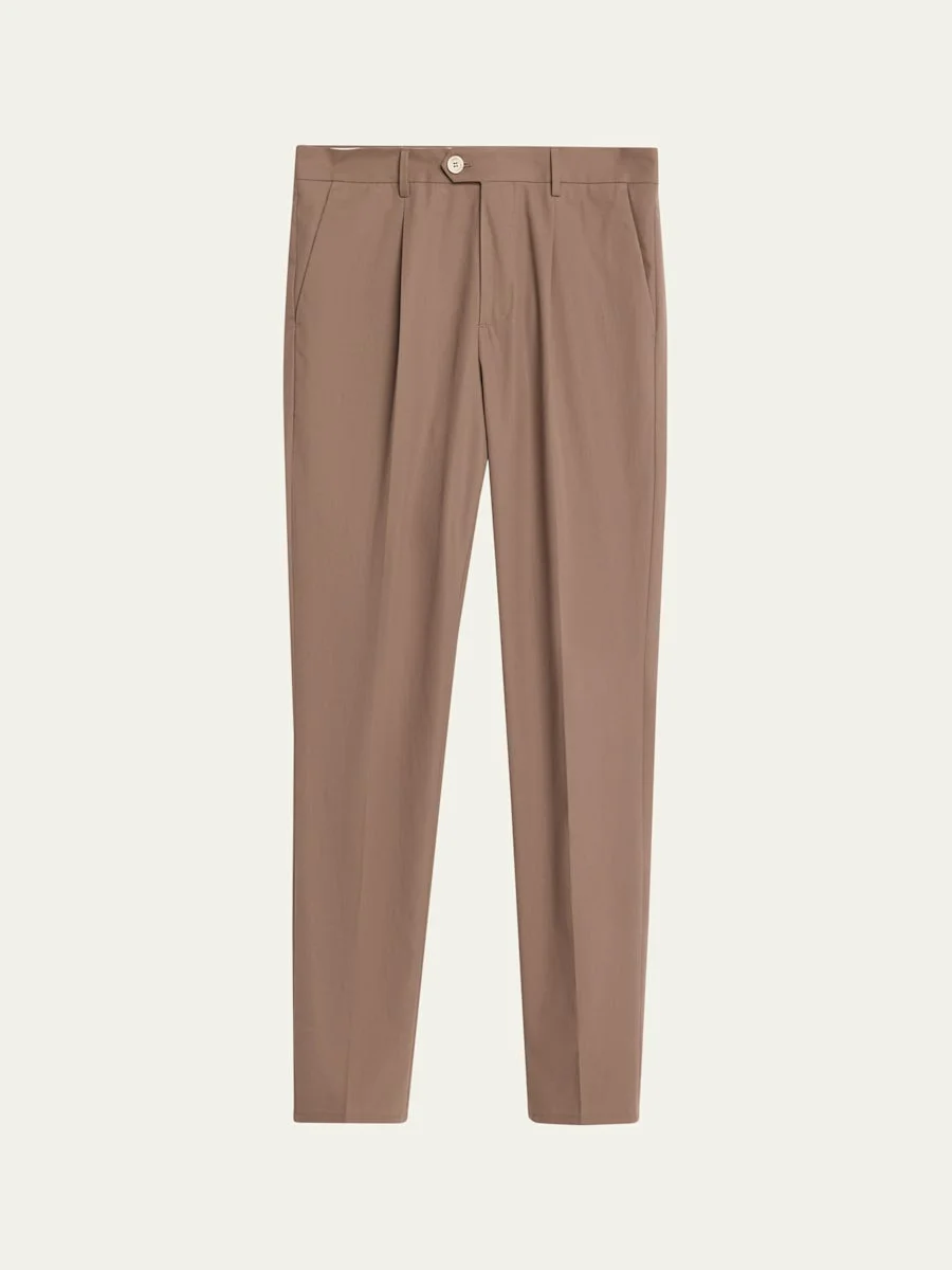 Men's Cotton Classic-Fit Pleated Pants - 1