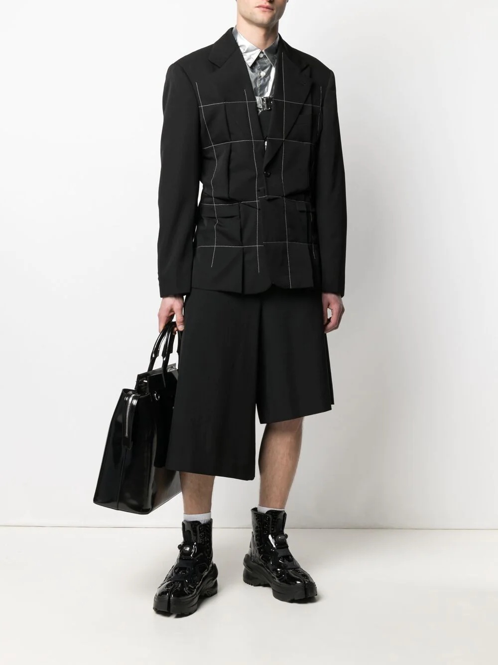 contrast stitch asymmetric blazer - 2